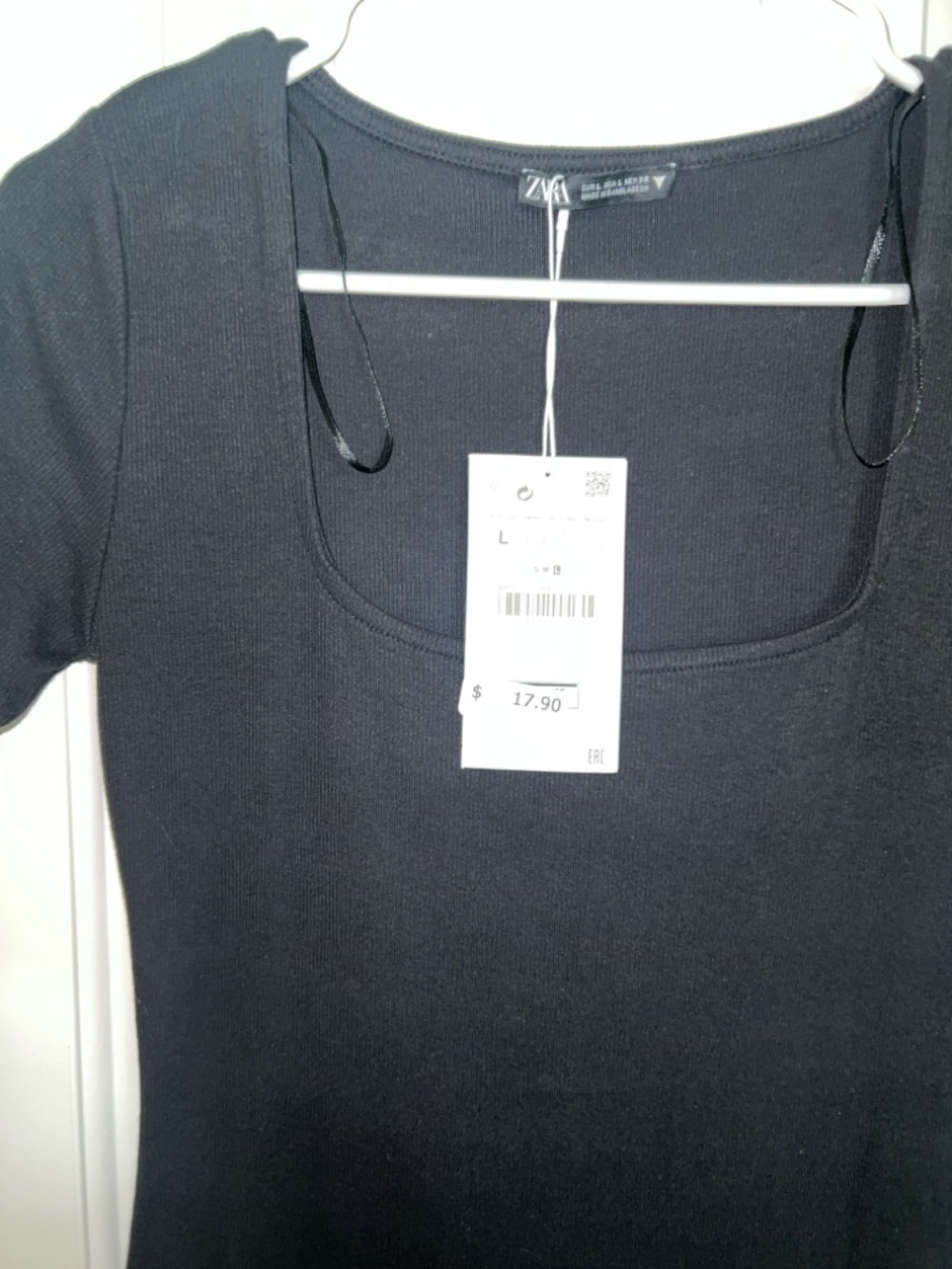 Zara Black Square Neck Ribbed Women’s Dress